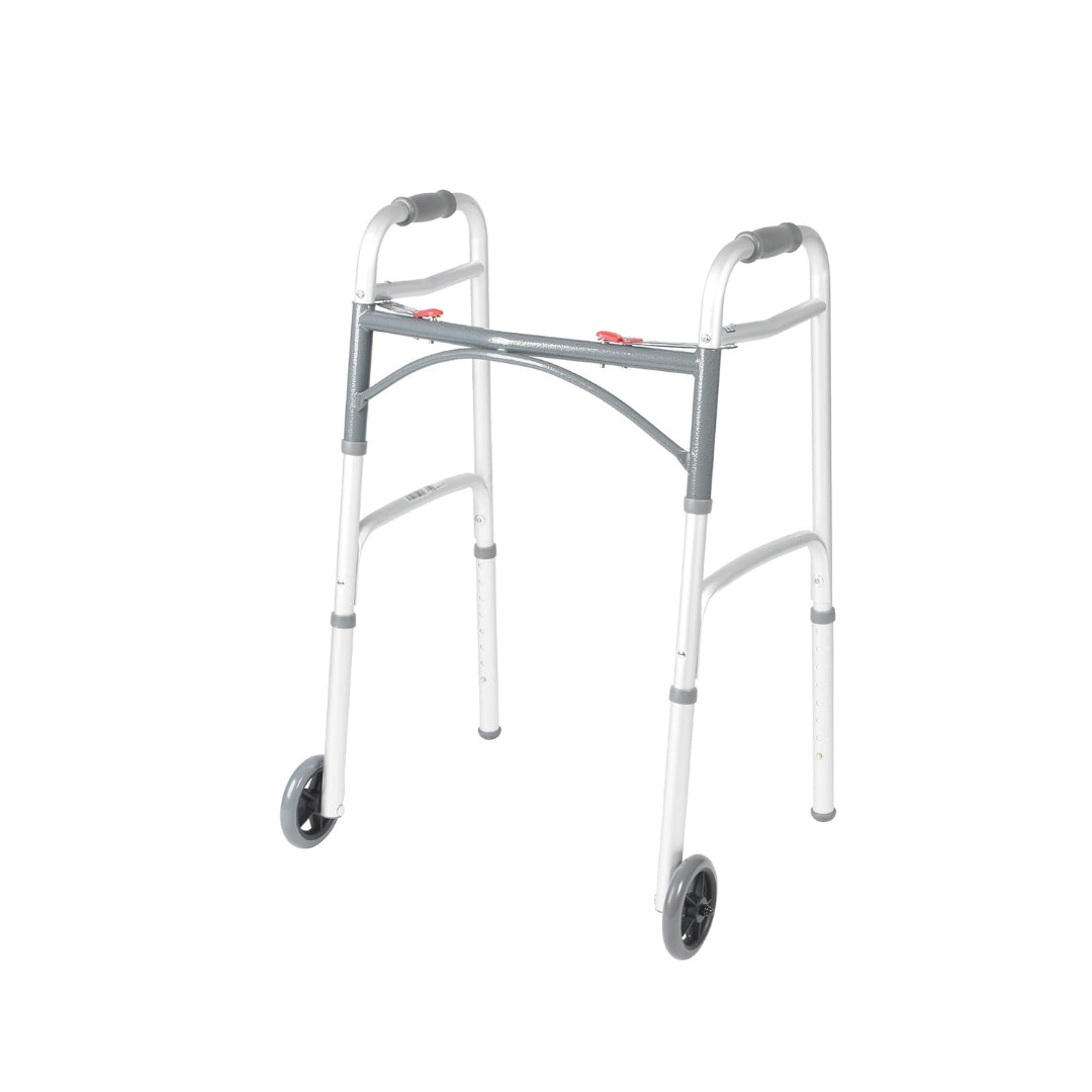 Drive Medical 2-Button Folding Walker with Wheels
